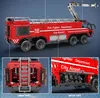 A collage of images showing a red fire truck model, with close-ups of its rear doors and engine compartment. Voir les images du produit
