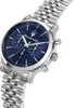 A close-up, angled view of a silver Maserati watch with a blue dial, set against a white background. Náhľad obrázku produktu