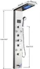 A stainless steel shower panel with LED lights and multiple shower heads. Náhled obrázku produktu