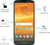 A smartphone screen displaying the time and app icons, with protective screen features illustrated around it. Produktbild-Vorschau