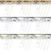 Collage of LED light strips installed under cabinets in a kitchen and on shelves in a closet. Produktbild-Vorschau