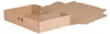 A cardboard box, partially assembled, lying on a white background. Produktbild-Vorschau