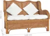 CLORIS 2-Sitzer-Sofa Hellbraun Natur Rattan und Leinen, Produktbild-Vorschau 6