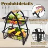 XMTECH Fruitmand met 2 etages, van metaal, met houten Productafbeelding-voorbeeld 5