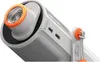 A close-up, angled view of a white and orange portable projector. Náhľad obrázku produktu
