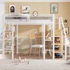 A loft bed with a desk and shelves in a child's room. Podgląd zdjęcia produktu