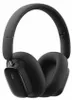 A studio shot of black over-ear headphones against a white background.