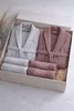 6-Piece Premium 80% Baumwolle Jacquard Bathrobe & Towel Set Produktbild-Vorschau 2