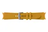 A close-up, top-down view of a yellow watch band with a silver buckle, isolated on a white background. Produktbild-Vorschau