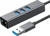 A close-up studio shot of a USB hub with an Ethernet port. Produktbild-Vorschau