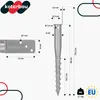 Diagram showing the dimensions and specifications of a ground screw anchor. Náhľad obrázku produktu
