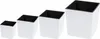 Four white square planters of varying sizes are arranged in a row against a white background. Anteprima dell’immagine prodotto