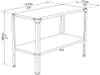 A line drawing of a workbench with dimensions indicated. Náhľad obrázku produktu