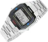 A close-up, angled shot of a silver Casio digital watch with a metal band, displayed against a white background. Podgląd zdjęcia produktu