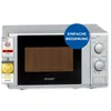 A silver Exquisit microwave oven is shown from the front. Produktbild-Vorschau