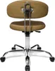 The back view of a brown office chair with a chrome base and wheels. Produktbild-Vorschau