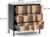 Commode Vicco Eliza noir/chêne 80x81.2cm avec 3 tiroirs, Voir les images du produit 2
