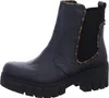 A single black Chelsea boot with a chunky sole and leopard print trim is shown against a white background. Podgląd zdjęcia produktu