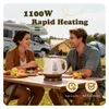 A couple is enjoying a meal outdoors with a kettle on the table. Podgląd zdjęcia produktu