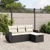 vidaXL 4-tlg. Garten-Sofagarnitur mit Kissen Schwarz Poly Produktbild-Vorschau 2