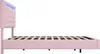 Side view of a pink upholstered bed frame with a tufted headboard and LED lighting. Produktbild-Vorschau