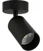 A black LED spotlight is shown against a white background. Voir les images du produit