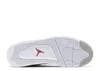 The sole of a white Air Jordan 4 Retro sneaker is shown against a white background. Produktbild-Vorschau