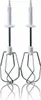 A pair of white and silver hand mixer attachments against a white background. Produktbild-Vorschau
