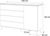 A line drawing of a dresser with dimensions indicated. Produktbild-Vorschau