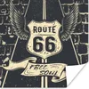 MuchoWow® Poster Route 66 - Vintage - Schwarz - Weiß 75x75 Produktbild-Vorschau 1