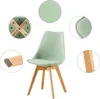 A light green chair with wooden legs, shown with close-up details of its construction and design. Náhled obrázku produktu