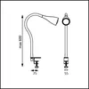 Technical drawing of a clamp lamp with dimensions. Anteprima dell’immagine prodotto