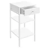 A white nightstand with an open drawer and two shelves against a white background. Produktbild-Vorschau