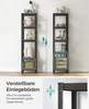 Two identical shelving units are shown side-by-side, with one unit demonstrating adjustable shelf heights. The bottom portion of the image includes text and a close-up diagram highlighting the adjustable shelf feature. Produktbild-Vorschau