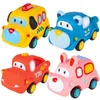 Four cartoon-like toy cars arranged in a grid. Produktbild-Vorschau