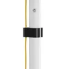 A close-up view of a white pole with a black clamp and a yellow cable running through it. Voir les images du produit