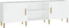 A white TV cabinet with wooden legs and handles, shown from the front. Anteprima dell’immagine prodotto