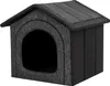 A dark gray fabric dog house with an arched entrance. Náhled obrázku produktu