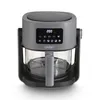 A studio shot of a gray and black air fryer with a transparent glass bowl and a digital display. Anteprima dell’immagine prodotto
