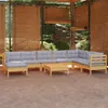 Möbel 9-tlg. Garten-Lounge-Set mit Grauen Kissen Kiefer Produktbild-Vorschau 1