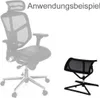 A product image showing an office chair and a separate footrest, with German text indicating an application example. Produktbild-Vorschau