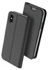 A black flip case for an iPhone is shown against a white background. Produktbild-Vorschau