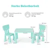 A diagram showing a child's table and two chairs with dimensions and weight capacity. Produktbild-Vorschau
