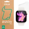 A product package for a screen protector is shown next to an Apple Watch with the screen protector applied. Produktbild-Vorschau