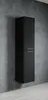A tall, black bathroom cabinet mounted on a textured concrete wall. Anteprima dell’immagine prodotto