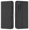 A black flip case for a smartphone is shown from the front and back. Produktbild-Vorschau