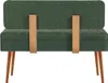 A green upholstered bench with wooden legs and armrest supports, shown from the back. Produktbild-Vorschau