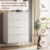 Commode Blanche Moderne à 4 Tiroirs, Pieds Et Poignées Voir les images du produit 5