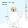 Wilmax Glaskaraffe mit Bambusdeckel 2400 ml | Karaffe für Produktbild-Vorschau 2