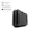 A black tool case is shown on a white background, with a text box on the left listing its features. Produktbild-Vorschau